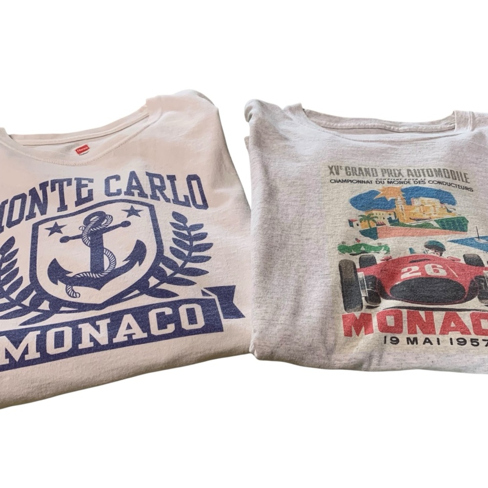 2 Men’s Cotton Long Sleeve Graphic T-Shirts of Monaco Size XL